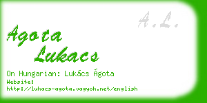 agota lukacs business card